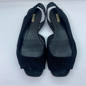 Miu miu Black Suede d'orsay open toe flat shoes